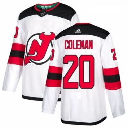 Youth Adidas New Jersey Devils 20 Blake Coleman Authentic White Away NHL Jersey 
