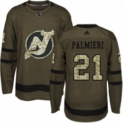 Youth Adidas New Jersey Devils 21 Kyle Palmieri Authentic Green Salute to Service NHL Jersey 
