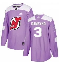 Youth Adidas New Jersey Devils 3 Ken Daneyko Authentic Purple Fights Cancer Practice NHL Jersey 