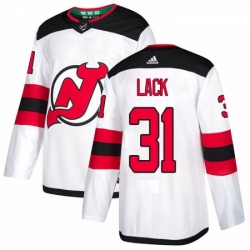 Youth Adidas New Jersey Devils 31 Eddie Lack Authentic White Away NHL Jersey 