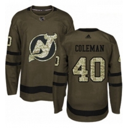 Youth Adidas New Jersey Devils 40 Blake Coleman Authentic Green Salute to Service NHL Jersey 