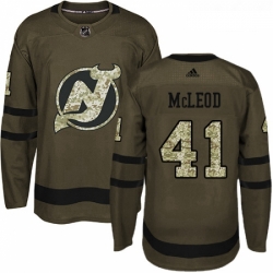 Youth Adidas New Jersey Devils 41 Michael McLeod Authentic Green Salute to Service NHL Jersey 