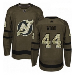 Youth Adidas New Jersey Devils 44 Miles Wood Authentic Green Salute to Service NHL Jersey 