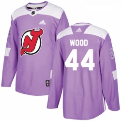 Youth Adidas New Jersey Devils 44 Miles Wood Authentic Purple Fights Cancer Practice NHL Jersey 