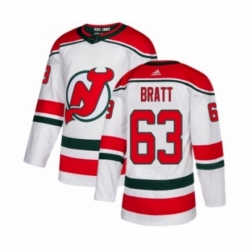 Youth Adidas New Jersey Devils 63 Jesper Bratt Authentic White Alternate NHL Jersey 