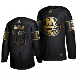 Islanders 13 Mathew Barzal Black Gold Adidas Jersey