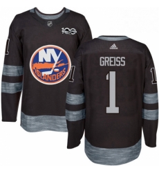 Mens Adidas New York Islanders 1 Thomas Greiss Authentic Black 1917 2017 100th Anniversary NHL Jersey 