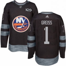 Mens Adidas New York Islanders 1 Thomas Greiss Authentic Black 1917 2017 100th Anniversary NHL Jersey 
