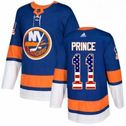 Mens Adidas New York Islanders 11 Shane Prince Authentic Royal Blue USA Flag Fashion NHL Jersey 