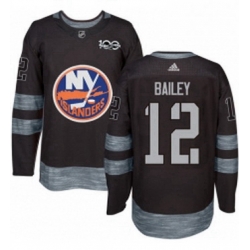 Mens Adidas New York Islanders 12 Josh Bailey Authentic Black 1917 2017 100th Anniversary NHL Jersey 