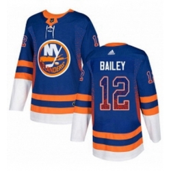 Mens Adidas New York Islanders 12 Josh Bailey Authentic Royal Blue Drift Fashion NHL Jersey 
