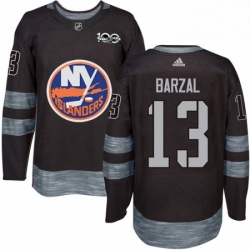 Mens Adidas New York Islanders 13 Mathew Barzal Authentic Black 1917 2017 100th Anniversary NHL Jersey 
