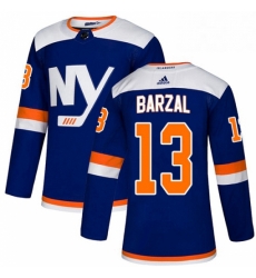 Mens Adidas New York Islanders 13 Mathew Barzal Premier Blue Alternate NHL Jersey 