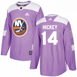 Mens Adidas New York Islanders 14 Thomas Hickey Authentic Purple Fights Cancer Practice NHL Jersey 