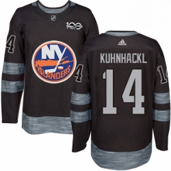 Mens Adidas New York Islanders 14 Tom Kuhnhackl Authentic Black 1917 2017 100th Anniversary NHL Jersey 