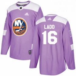 Mens Adidas New York Islanders 16 Andrew Ladd Authentic Purple Fights Cancer Practice NHL Jersey 