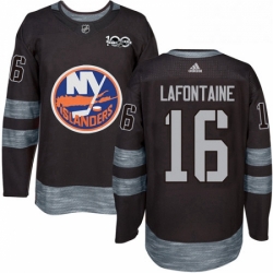 Mens Adidas New York Islanders 16 Pat LaFontaine Authentic Black 1917 2017 100th Anniversary NHL Jersey 