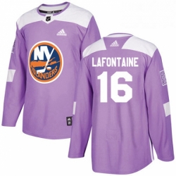Mens Adidas New York Islanders 16 Pat LaFontaine Authentic Purple Fights Cancer Practice NHL Jersey 