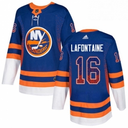 Mens Adidas New York Islanders 16 Pat LaFontaine Authentic Royal Blue Drift Fashion NHL Jersey 