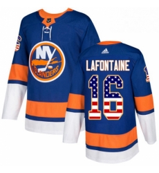 Mens Adidas New York Islanders 16 Pat LaFontaine Authentic Royal Blue USA Flag Fashion NHL Jersey 