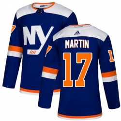 Mens Adidas New York Islanders 17 Matt Martin Premier Blue Alternate NHL Jersey 