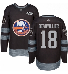 Mens Adidas New York Islanders 18 Anthony Beauvillier Authentic Black 1917 2017 100th Anniversary NHL Jersey 