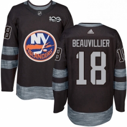 Mens Adidas New York Islanders 18 Anthony Beauvillier Authentic Black 1917 2017 100th Anniversary NHL Jersey 