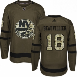 Mens Adidas New York Islanders 18 Anthony Beauvillier Authentic Green Salute to Service NHL Jersey 