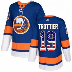 Mens Adidas New York Islanders 19 Bryan Trottier Authentic Royal Blue USA Flag Fashion NHL Jersey 