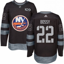 Mens Adidas New York Islanders 22 Mike Bossy Authentic Black 1917 2017 100th Anniversary NHL Jersey 