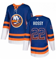 Mens Adidas New York Islanders 22 Mike Bossy Authentic Royal Blue Drift Fashion NHL Jersey 
