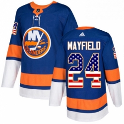 Mens Adidas New York Islanders 24 Scott Mayfield Authentic Royal Blue USA Flag Fashion NHL Jersey 