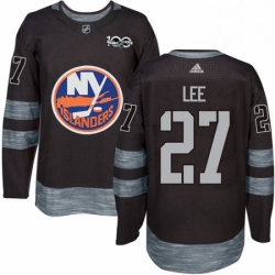 Mens Adidas New York Islanders 27 Anders Lee Authentic Black 1917 2017 100th Anniversary NHL Jersey 