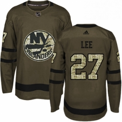 Mens Adidas New York Islanders 27 Anders Lee Authentic Green Salute to Service NHL Jersey 