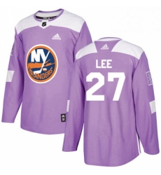 Mens Adidas New York Islanders 27 Anders Lee Authentic Purple Fights Cancer Practice NHL Jersey 