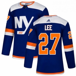 Mens Adidas New York Islanders 27 Anders Lee Premier Blue Alternate NHL Jersey 