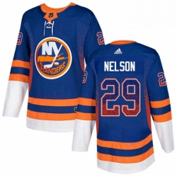 Mens Adidas New York Islanders 29 Brock Nelson Authentic Royal Blue Drift Fashion NHL Jersey 