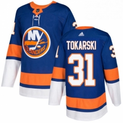 Mens Adidas New York Islanders 31 Dustin Tokarski Premier Royal Blue Home NHL Jersey 