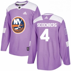 Mens Adidas New York Islanders 4 Dennis Seidenberg Authentic Purple Fights Cancer Practice NHL Jersey 