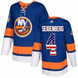 Mens Adidas New York Islanders 4 Dennis Seidenberg Authentic Royal Blue USA Flag Fashion NHL Jersey 
