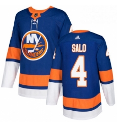 Mens Adidas New York Islanders 4 Robin Salo Authentic Royal Blue Home NHL Jersey 