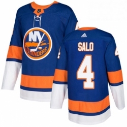 Mens Adidas New York Islanders 4 Robin Salo Authentic Royal Blue Home NHL Jersey 