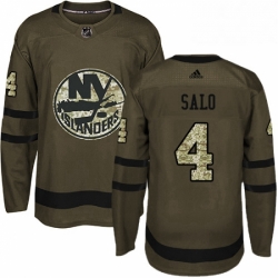 Mens Adidas New York Islanders 4 Robin Salo Premier Green Salute to Service NHL Jersey 