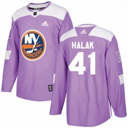 Mens Adidas New York Islanders 41 Jaroslav Halak Authentic Purple Fights Cancer Practice NHL Jersey 