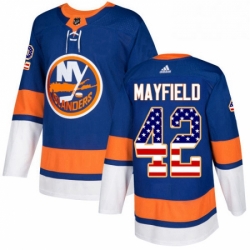 Mens Adidas New York Islanders 42 Scott Mayfield Authentic Royal Blue USA Flag Fashion NHL Jersey 