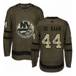 Mens Adidas New York Islanders 44 Calvin de Haan Authentic Green Salute to Service NHL Jersey 