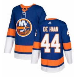 Mens Adidas New York Islanders 44 Calvin de Haan Authentic Royal Blue Home NHL Jersey 