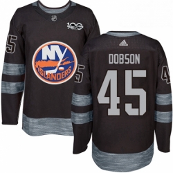 Mens Adidas New York Islanders 45 Noah Dobson Authentic Black 1917 2017 100th Anniversary NHL Jersey 