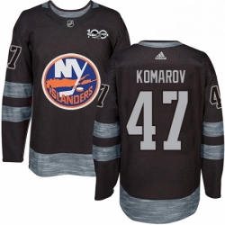 Mens Adidas New York Islanders 47 Leo Komarov Authentic Black 1917 2017 100th Anniversary NHL Jersey 