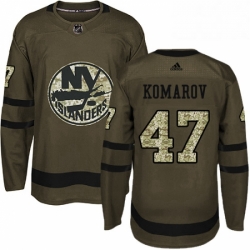 Mens Adidas New York Islanders 47 Leo Komarov Authentic Green Salute to Service NHL Jersey 
